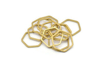 Open Honeycomb Ring, 50 Raw Brass Hexagon Ring Charms (16x1mm) Bs 1223