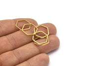 Open Honeycomb Ring, 50 Raw Brass Hexagon Ring Charms (16x1mm) Bs 1223