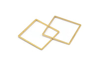 Brass Square Pendant, 6 Raw Brass Square Connectors (35mm) Bs 1309