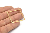 Brass Square Pendant, 6 Raw Brass Square Connectors (35mm) Bs 1309