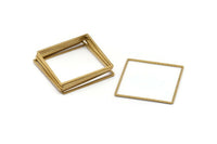 Square Ring Charm, 6 Raw Brass Square Connectors (42mm) Bs 1310