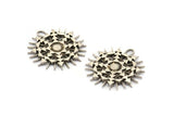 Gümüş Charm, Antik Gümüş Kaplama Pirinç, Gümüş Kolye, Charm Kolye, 1 Döngülü Gümüş Rozet Charm (29x28x2mm) N1567 H1584