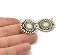 Gümüş Charm, Antik Gümüş Kaplama Pirinç, Gümüş Kolye, Charm Kolye, 1 Döngülü Gümüş Yuvarlak Charm (33x30x1,5 mm) N1592