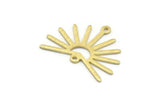 Brass Sun Charm, 8 Textured Raw Brass Sun Charms With 2 Loops (20x25x0.80mm) M02301