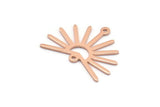 Copper Sun Charm, 8 Raw Copper Sun Charms With 2 Loops, Findings (20x25x0.80mm) M02302