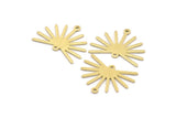 Brass Sun Charm, 8 Textured Raw Brass Sun Charms With 2 Loops (20x25x0.80mm) M02304