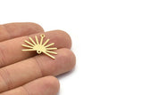 Brass Sun Charm, 8 Textured Raw Brass Sun Charms With 2 Loops (20x25x0.80mm) M02304