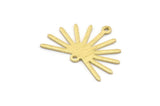 Brass Sun Charm, 8 Textured Raw Brass Sun Charms With 2 Loops (20x25x0.80mm) M02304