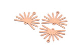 Copper Sun Charm, 8 Raw Copper Sun Charms With 2 Loops, Findings (20x25x0.80mm) M02305