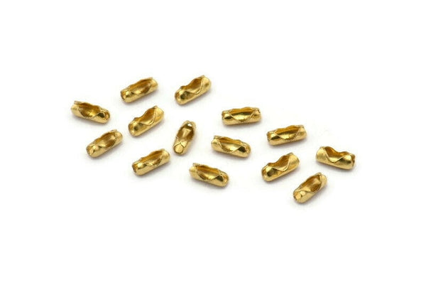 Ball Chain Connector, 100 Raw Brass Ball Chain Connector Clasps For 1.2 To 1.5 Mm Ball Chain, Findings (6x2mm) Bs 1356
