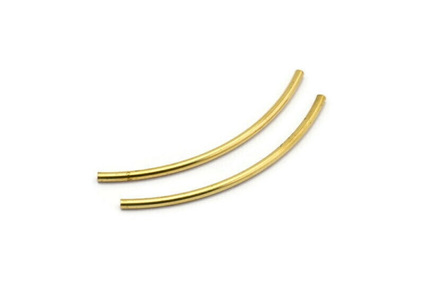 Brass Noodle Tube, 24 Raw Brass Curved Tubes (2x50mm) Bs 1406