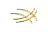Brass Noodle Tube, 24 Raw Brass Curved Tubes (2x50mm) Bs 1406