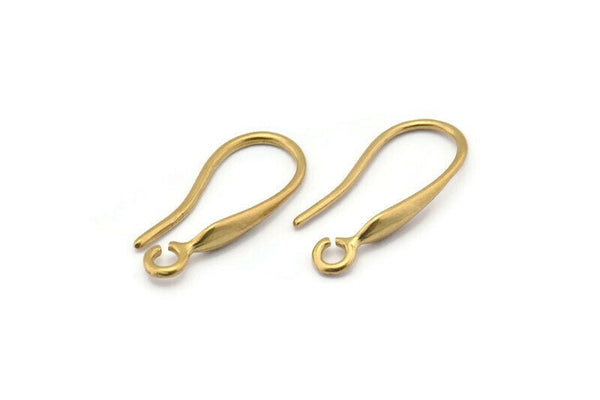 Brass Earring Hooks, 10 Raw Brass Earring Wires, Earring Hooks (19x8mm) Bs 1362