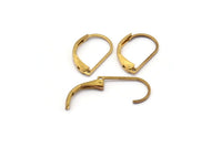 Plain Leverback Earring, 50 Raw Brass Plain Leverback Earring Findings (15x10mm) BS-1363