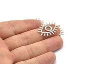 Silver Eye Charm, 24 Antique Silver Plated Brass Eye Charms With 1 Loop, Pendants, Earrings (27x22x1mm) A1202 H1084