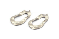 Silver Drop Charm, 8 Antique Silver Plated Brass Irregular Charms With 1 Loop, Earrings, Pendants, Findings (32x18x0.60mm) D1260 H1118