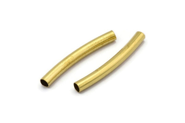 Brass Noodle Tube, 24 Raw Brass Curved Tubes (4x36mm) Bs 1422