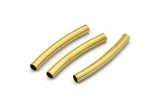 Brass Noodle Tube, 24 Raw Brass Curved Tubes (4x36mm) Bs 1422