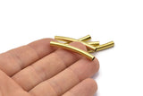 Brass Noodle Tube, 24 Raw Brass Curved Tubes (4x36mm) Bs 1422