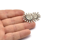 Gümüş Güneş Charm'ı, 1 Halkalı Antik Gümüş Kaplamalı Pirinç Güneş Kolye Uçları, Charm Kolye Uçları (30x27x1,2 mm) N1575 H1582