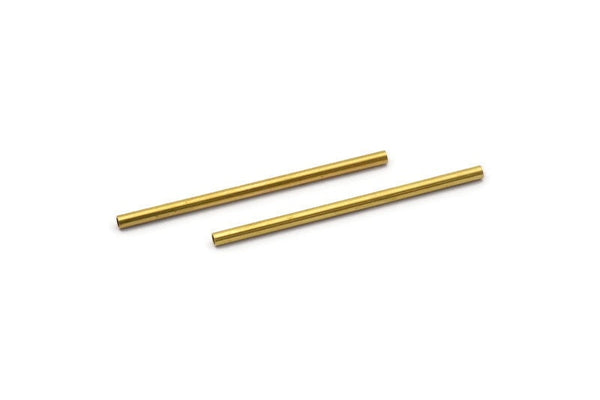 Brass Plain Tubes - 50 Raw Brass Tube Beads (2x40mm) Bs 1435