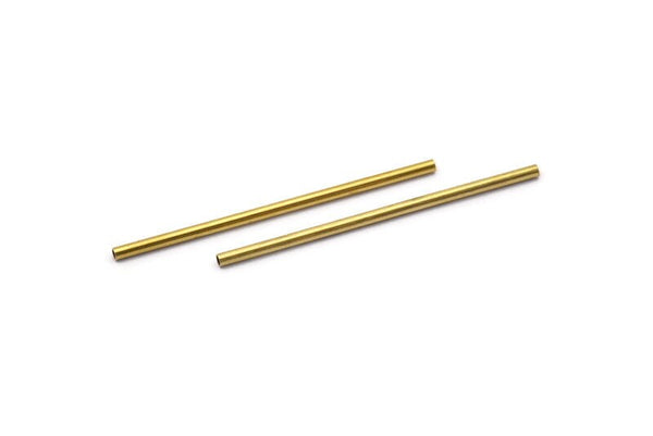 Brass Tube Beads - 50 Raw Brass Tube Beads (2x50mm) Bs 1436