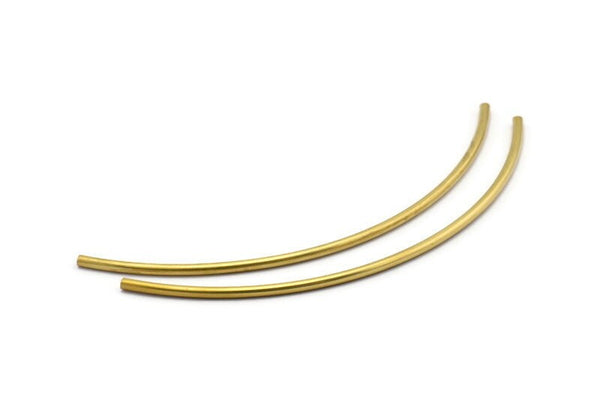 Brass Noodle Tube, 12 Raw Brass Curved Tubes (3x130mm) Bs 1420