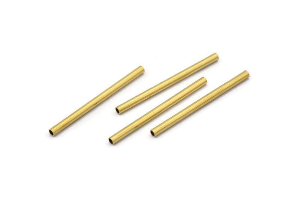 Brass Plain Tubes - 50 Raw Brass Tube Beads (2x30mm) Bs 1434