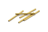 Brass Plain Tubes - 50 Raw Brass Tube Beads (2x30mm) Bs 1434