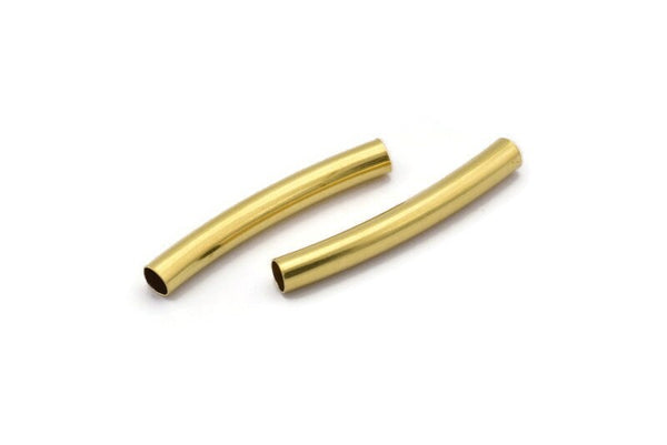 Brass Noodle Tube, 24 Raw Brass Curved Tubs (4x32mm) Bs 1421