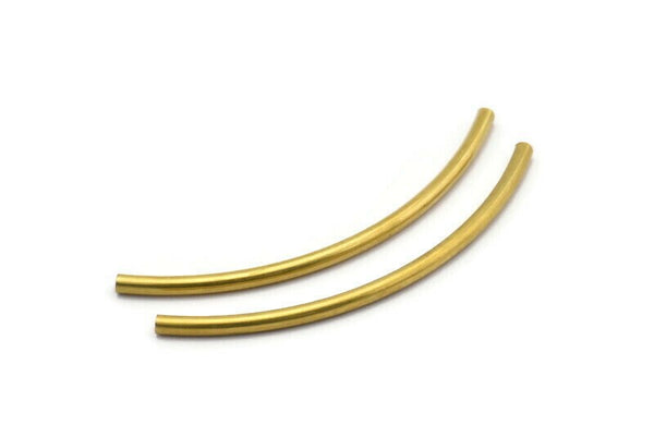 Brass Noodle Tubes - 24 Raw Brass Curved Tubes (3x70mm) Bs 1408
