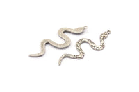 Silver Snake Pendant, 2 Antique Silver Plated Brass Snake Pendants With 1 Loop, Charms, Findings (49x17x2.8mm) N1602 H1573
