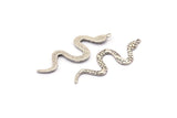 Silver Snake Pendant, 2 Antique Silver Plated Brass Snake Pendants With 1 Loop, Charms, Findings (49x17x2.8mm) N1602 H1573