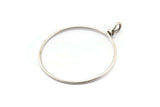 Gümüş Yuvarlak Charm, 1 Döngülü 6 Antik Gümüş Kaplama Pirinç Tel Yuvarlak Charm, Küpeler, Kolye Uçları, Bulgular (62x50x1,5 mm) D1298 H1111