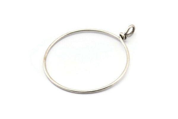 Gümüş Yuvarlak Charm, 1 Döngülü 6 Antik Gümüş Kaplama Pirinç Tel Yuvarlak Charm, Küpeler, Kolye Uçları, Bulgular (62x50x1,5 mm) D1298 H1111
