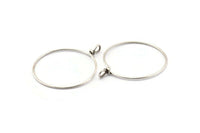 Gümüş Yuvarlak Charm, 1 Döngülü 6 Antik Gümüş Kaplama Pirinç Tel Yuvarlak Charm, Küpeler, Kolye Uçları, Bulgular (62x50x1,5 mm) D1298 H1111
