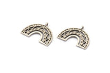 Gümüş Charm, 4 Antik Gümüş Kaplama Pirinç, Gümüş Kolye Uçları, Charm Kolye Uçları, 1 Döngülü Gümüş Yarım Daire Charmlar (24x18x1,2 mm) N1473 H1337