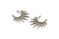 Silver Sunny Pendant, 4 Antique Silver Plated Brass Sunny Ethnic Pendants With 2 Loops, Findings, Charms (24x27x1.6mm) BS 2048 H1182