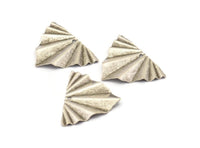 Silver Triangle Charm, 8 Antique Silver Plated Brass Wavy Triangle Charm Earrings With 1 Hole, Findings (28x22x0.50mm) D0729 H1224