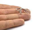 Silver Moon Ring, 2 Antique Silver Plated Brass 4 Claw Ring For Natural Stones N1026 H1263