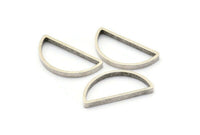 Silver Half Moon, 10 Antique Silver Plated Brass Semi Circle Connectors (23x12x2x0.9mm) E303 H1222