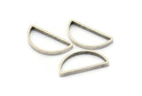 Silver Half Moon, 10 Antique Silver Plated Brass Semi Circle Connectors (23x12x2x0.9mm) E303 H1222