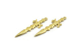 Pirinç Kılıç Tılsımı, 1 Halkalı 4 Ham Pirinç Kılıç Tılsımı, Küpeler, Tılsımlar, Kolye Uçları, Bulgular (39x10x1,8 mm) N1587