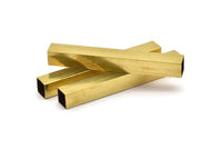 Geometric Tube Bead, 4 Huge Raw Brass Square Tubes (10x80mm) Bs 1513