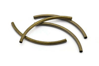 Brass Curved Tube Beads, 30 Antique Brass Curved Tube Findings (55x3mm)  BRC307
