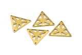Brass Triangle Charm, 20 Raw Brass Triangle Charms With 3 Holes (22x25mm) A0020