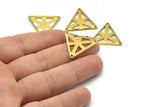 Brass Triangle Charm, 20 Raw Brass Triangle Charms With 3 Holes (22x25mm) A0020