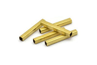 50 Raw Brass Square Tubes (4x30mm) Bs 1591