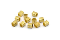 Geometric Tube Beads, 50 Raw Brass Square Tubes, Findings, Spacer Beads, Tube Beads  (5x6mm) Bs 1598