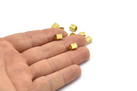 Geometric Tube Beads, 50 Raw Brass Square Tubes, Findings, Spacer Beads, Tube Beads  (5x6mm) Bs 1598